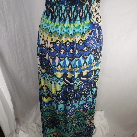 Bisou Bisou Multicolored Back Out Maxi Dress Sz 8 - Picture 8 of 9